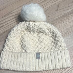 lululemon athletica cream Knit Pom-Pom Hat
